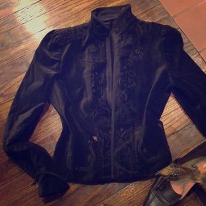 TAHARI Detailed overstitch, Corset Back & silver